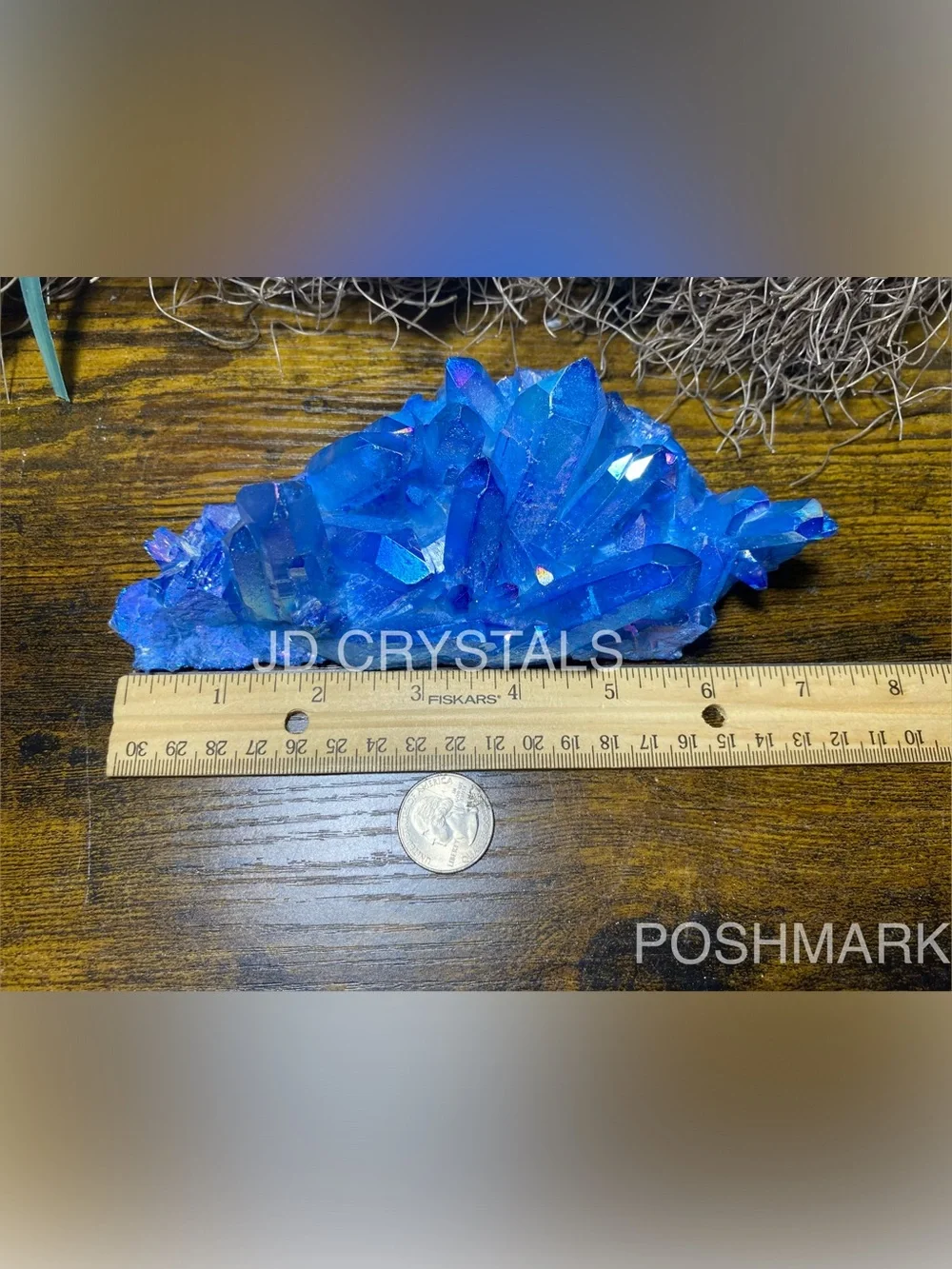 Large Aura Blue Quartz Points Cluster